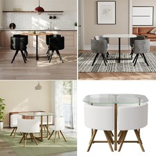 Dining Table and 4 Chairs Set Space Saving & Comfort Seat Home Kitchen Furniture