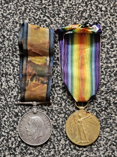 Ww1 medal pair harries - ww1,