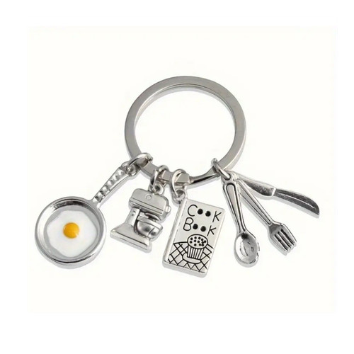 Cooking charm keychain metal - cooking,