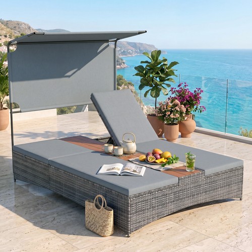 Wicker garden patio sunbed - garden,
