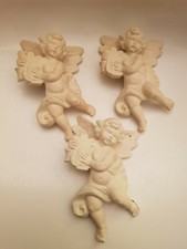 Set Of 3 Cherub Wall Plaque Hangers Vintage Shabby Chic Romantic Style 