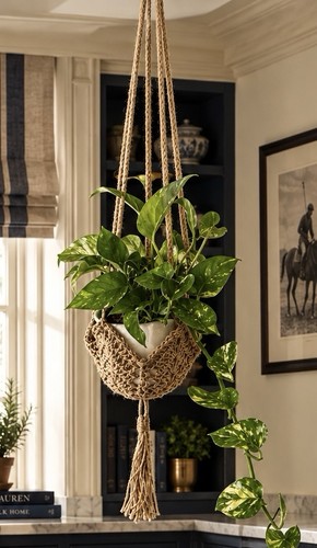 Jute rope plant hanger - plant,