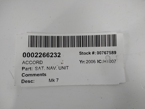 Sat nav unit honda accord - unit,