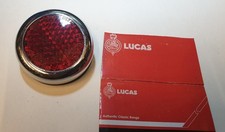 LUCAS REAR RED ROUND REFLECTOR  WITH CHROME RIM BEZEL CLASSIC MOTORCYCLE / CAR