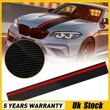 UK Matte black with Red Rally Stripes Racing Trim Car Body Front Hood Decal 1PCS
