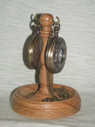 Double pocket watch stand - stand, oak