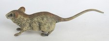 Vintage Painted Bronze Metal Realistic Mouse 5" Figurine