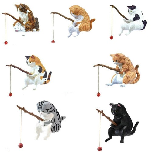 Cat statue kitten fishing - cat,
