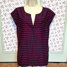 EUC Banana Republic Striped Black and Red Women's Top Size Medium