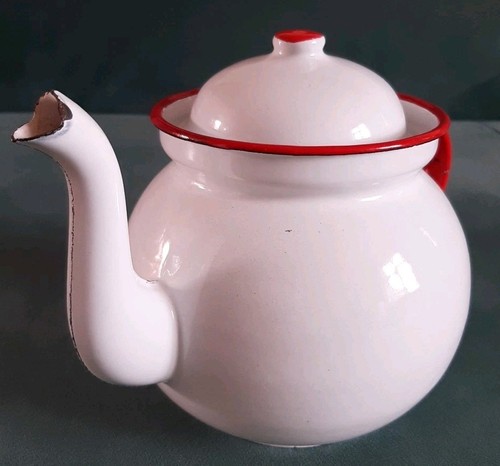 Vintage enamel teapot - enamel,