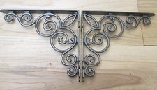 PAIR OF LARGE 12" Cast iron vintage Scroll shelf brackets cistern sink toilet