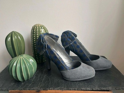 Gorgeous grey and blue polka