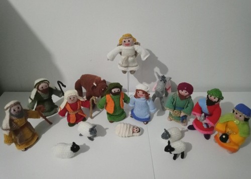 Hand knitted nativity set - hand,