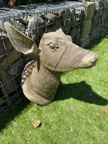 Carved large wood deer stag - carved,