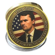 Charlie Kirk 1993–2025 Memorial Golden Coin Champion of Christ Truth Freedom USA