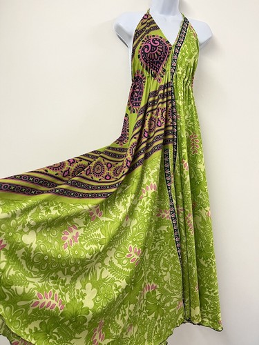 Green boho dress long - boho, summer