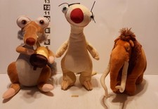 3 x Ice Age soft toy plush -