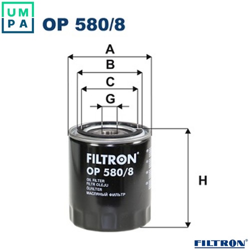 Oil filter 580 for land - filter, 580/8