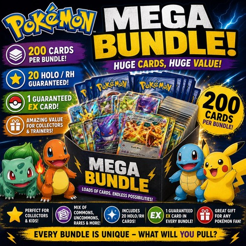 Pokemon card mega bundle 200 - card, |