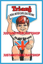 Triang Pedal Car Poster 1960's Large A3 Size  Advert Leaflet Shop Display Sign