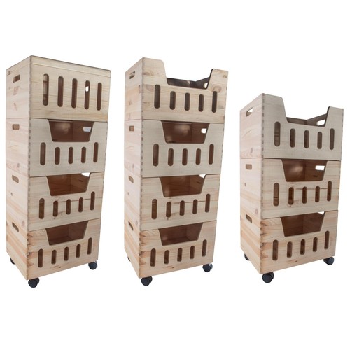 Wooden stacking storage boxes - wooden,