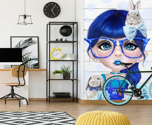 Blue haired girl a95 - 3d,