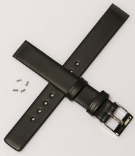 14mm Black Leather Watch Strap