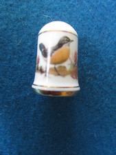 Franklin Porcelain Limited Edition Bone China Thimble - BIRDS - AMERICAN ROBIN