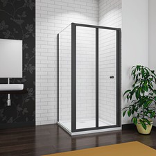 Bathroom Matt Black Bi Fold