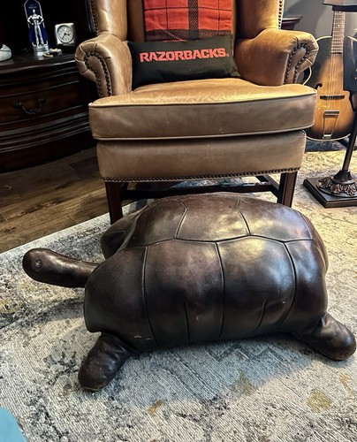 Leather turtle ottoman rare - leather,