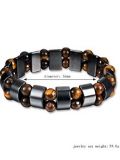 Hematite Tiger eye Protection, Dual Beaded, Magnetic Therapy, Healing Bracelet