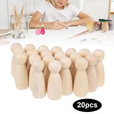20Pcs Wooden Peg Dolls 35mm & 65mm Unfinished DIY Craft Figures for Painting