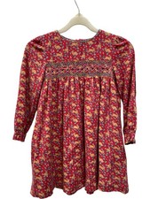 Girls Cosy Smocked Dress Bunny Print Red Size 5-6 Years 1 RVB001