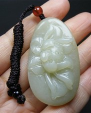 Very vivid Chinese Hetian Jade Lotus Carving