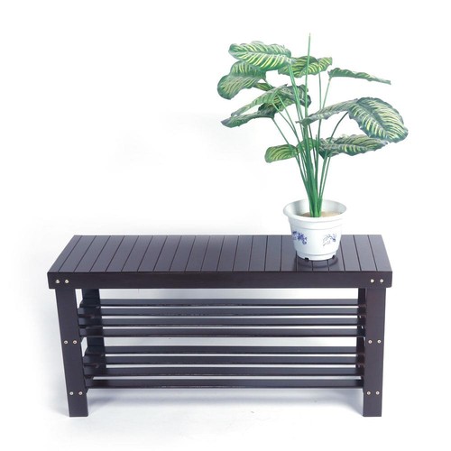 Tier bamboo shoe rack bench - 3,