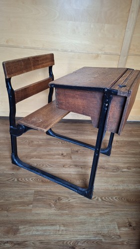 Vintage school desk wooden - vintage,