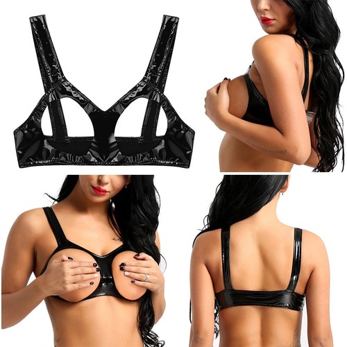 Sexy womens faux leather bust - faux,