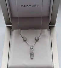BNIB 9CT WHITE GOLD PENDANT NECKLACE & EARRINGS SET HALLMARKED 9K 375 