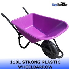 110L PURPLE WHEELBARROW - GARDEN BUILDERS HEAVY DUTY WITH PUNCTURE PROOF TYRE