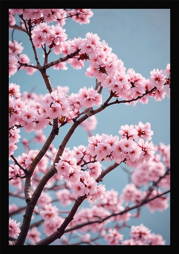 Serene cherry blossom - serene, framed