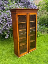 Display Cabinet Bookcase Mahogany Ebonised Edging Shelves Linen Cupboard