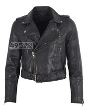 Ladies Biker Leather Jacket Black Classic Short Body Real Napa Leather Jacket