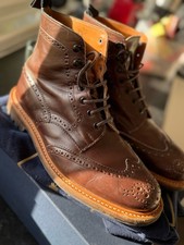 Tricker’s Dark Brown Cavalier Brogue Boot. In A Uk 11, Fitting 5