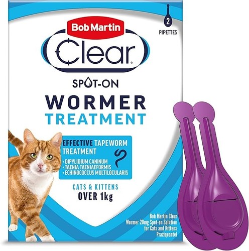 Clear spot wormer - on, cats