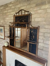 Antique bamboo overmantel - antique,