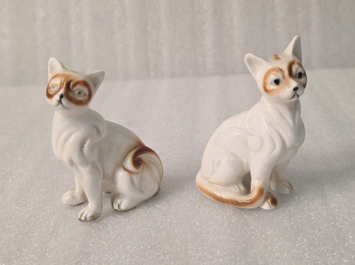 Cat figurines white brown - cat, &