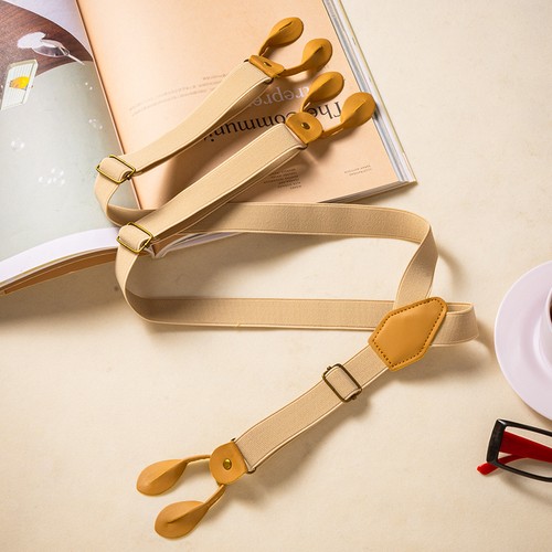Khaki suspenders button - khaki,