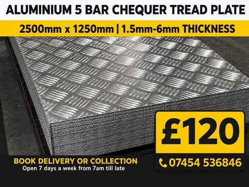 Aluminium bar chequer tread - aluminium,