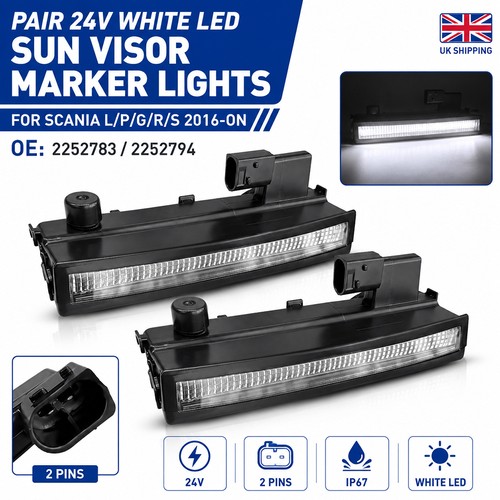 Pair white led - front, visor