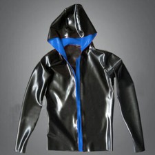 100% Latex rubber Hoodie Jacket Long Sleeve Handmade Coat 0.4mm size S-XXL